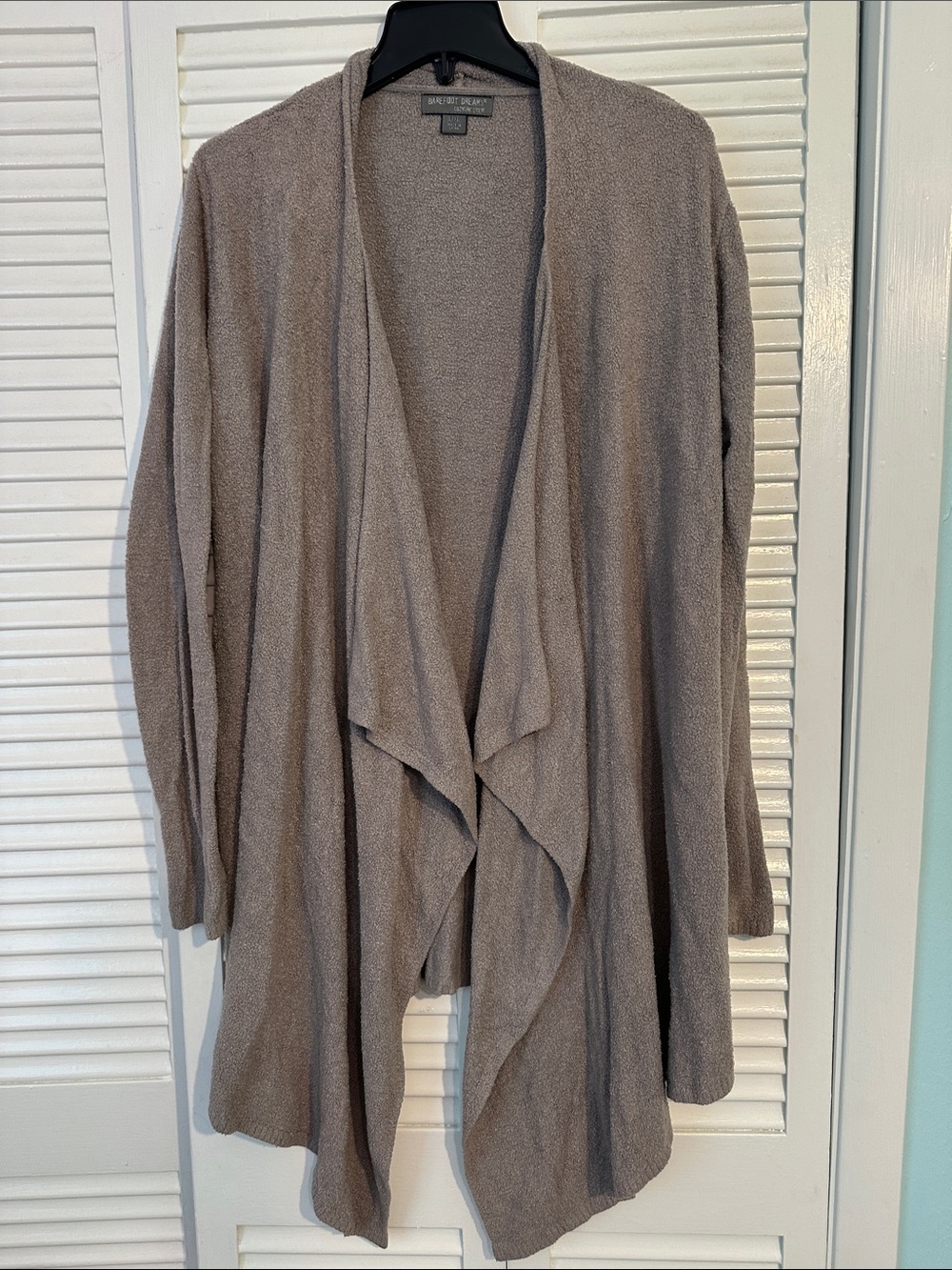 Barefoot Dreams Taupe Open-Front Draped Cardigan